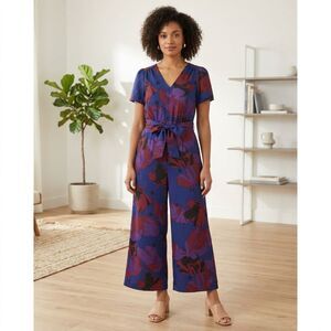 ModCloth Aiming Higher Floral Wide Leg Jumpsuit S
